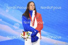 08.02.2022, Beijing, China (CHN): Anais Chevalier-Bouchet (FRA) - XXIV. Olympic Winter Games Beijing 2022, Biathlon, medals, Beijing (CHN). www.nordicfocus.com. © Manzoni/NordicFocus. Every downloaded picture is fee-liable.