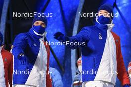 15.02.2022, Beijing, China (CHN): Emilien Jacquelin (FRA), Fabien Claude (FRA), (l-r) - XXIV. Olympic Winter Games Beijing 2022, Biathlon, medals, Beijing (CHN). www.nordicfocus.com. © Manzoni/NordicFocus. Every downloaded picture is fee-liable.