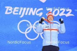 19.02.2022, Beijing, China (CHN): Johannes Thingnes Boe (NOR) - XXIV. Olympic Winter Games Beijing 2022, Biathlon, medals, Beijing (CHN). www.nordicfocus.com. © Manzoni/NordicFocus. Every downloaded picture is fee-liable.