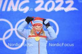 14.02.2022, Beijing, China (CHN): Marte Olsbu Roeiseland (NOR) - XXIV. Olympic Winter Games Beijing 2022, Biathlon, medals, Beijing (CHN). www.nordicfocus.com. © Manzoni/NordicFocus. Every downloaded picture is fee-liable.