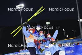 05.02.2022, Beijing, China (CHN): Tarjei Boe (NOR), Johannes Thingnes Boe (NOR), Tiril Eckhoff (NOR), Marte Olsbu Roeiseland (NOR), (l-r) - XXIV. Olympic Winter Games Beijing 2022, Biathlon, mixed relay, Beijing (CHN). www.nordicfocus.com. © Manzoni/NordicFocus. Every downloaded picture is fee-liable.
