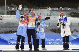 05.02.2022, Beijing, China (CHN): Marte Olsbu Roeiseland (NOR), Tarjei Boe (NOR), Tiril Eckhoff (NOR), Johannes Thingnes Boe (NOR), (l-r) - XXIV. Olympic Winter Games Beijing 2022, Biathlon, mixed relay, Beijing (CHN). www.nordicfocus.com. © Manzoni/NordicFocus. Every downloaded picture is fee-liable.