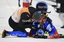 05.02.2022, Beijing, China (CHN): Alexander Loginov (ROC), Eduard Latypov (ROC), (l-r) - XXIV. Olympic Winter Games Beijing 2022, Biathlon, mixed relay, Beijing (CHN). www.nordicfocus.com. © Manzoni/NordicFocus. Every downloaded picture is fee-liable.