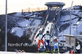 05.02.2022, Beijing, China (CHN): Lisa Theresa Hauser (AUT), Mari Eder (FIN), Ziva Klemencic (SLO), (l-r) - XXIV. Olympic Winter Games Beijing 2022, Biathlon, mixed relay, Beijing (CHN). www.nordicfocus.com. © Manzoni/NordicFocus. Every downloaded picture is fee-liable.