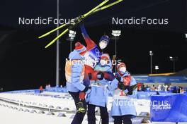 05.02.2022, Beijing, China (CHN): Tarjei Boe (NOR), Johannes Thingnes Boe (NOR), Tiril Eckhoff (NOR), Marte Olsbu Roeiseland (NOR), (l-r) - XXIV. Olympic Winter Games Beijing 2022, Biathlon, mixed relay, Beijing (CHN). www.nordicfocus.com. © Manzoni/NordicFocus. Every downloaded picture is fee-liable.