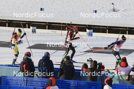 05.02.2022, Beijing, China (CHN): Hanna Oeberg (SWE), Vanessa Voigt (GER), Dzinara Alimbekava (BLR), (l-r) - XXIV. Olympic Winter Games Beijing 2022, Biathlon, mixed relay, Beijing (CHN). www.nordicfocus.com. © Manzoni/NordicFocus. Every downloaded picture is fee-liable.