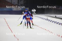 05.02.2022, Beijing, China (CHN): Johannes Thingnes Boe (NOR), Quentin Fillon Maillet (FRA), Eduard Latypov (ROC), (l-r) - XXIV. Olympic Winter Games Beijing 2022, Biathlon, mixed relay, Beijing (CHN). www.nordicfocus.com. © Manzoni/NordicFocus. Every downloaded picture is fee-liable.