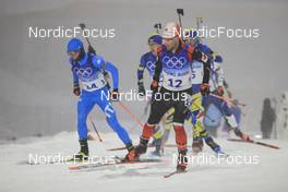 13.02.2022, Beijing, China (CHN): Lukas Hofer (ITA), Christian Gow (CAN), (l-r) - XXIV. Olympic Winter Games Beijing 2022, Biathlon, pursuit men, Beijing (CHN). www.nordicfocus.com. © Manzoni/NordicFocus. Every downloaded picture is fee-liable.