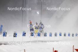 13.02.2022, Beijing, China (CHN): Adam Vaclavik (CZE), Jesper Nelin (SWE), Kosuke Ozaki (JPN), (l-r) - XXIV. Olympic Winter Games Beijing 2022, Biathlon, pursuit men, Beijing (CHN). www.nordicfocus.com. © Manzoni/NordicFocus. Every downloaded picture is fee-liable.