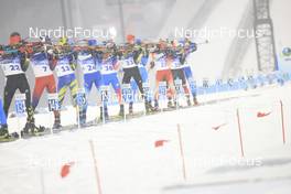 13.02.2022, Beijing, China (CHN): Philipp Nawrath (GER), Sturla Holm Laegreid (NOR), Dmytro Pidruchnyi (UKR), Simon Desthieux (FRA), Alexander Loginov (ROC), Johannes Kuehn (GER), (l-r) - XXIV. Olympic Winter Games Beijing 2022, Biathlon, pursuit men, Beijing (CHN). www.nordicfocus.com. © Manzoni/NordicFocus. Every downloaded picture is fee-liable.
