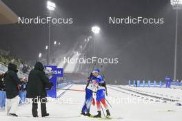13.02.2022, Beijing, China (CHN): Quentin Fillon Maillet (FRA), Eduard Latypov (ROC), (l-r) - XXIV. Olympic Winter Games Beijing 2022, Biathlon, pursuit men, Beijing (CHN). www.nordicfocus.com. © Manzoni/NordicFocus. Every downloaded picture is fee-liable.