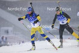 13.02.2022, Beijing, China (CHN): Anna Magnusson (SWE), Yuliia Dzhima (UKR), (l-r) - XXIV. Olympic Winter Games Beijing 2022, Biathlon, pursuit women, Beijing (CHN). www.nordicfocus.com. © Manzoni/NordicFocus. Every downloaded picture is fee-liable.