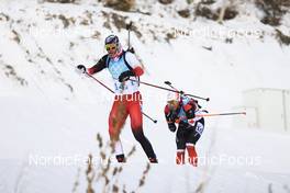 15.02.2022, Beijing, China (CHN): Simon Eder (AUT), Christian Gow (CAN), (l-r) - XXIV. Olympic Winter Games Beijing 2022, Biathlon, relay men, Beijing (CHN). www.nordicfocus.com. © Manzoni/NordicFocus. Every downloaded picture is fee-liable.