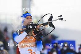 15.02.2022, Beijing, China (CHN): Simon Desthieux (FRA) - XXIV. Olympic Winter Games Beijing 2022, Biathlon, relay men, Beijing (CHN). www.nordicfocus.com. © Manzoni/NordicFocus. Every downloaded picture is fee-liable.