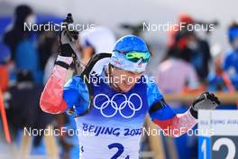15.02.2022, Beijing, China (CHN): Eduard Latypov (ROC) - XXIV. Olympic Winter Games Beijing 2022, Biathlon, relay men, Beijing (CHN). www.nordicfocus.com. © Manzoni/NordicFocus. Every downloaded picture is fee-liable.