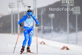 15.02.2022, Beijing, China (CHN): Tommaso Giacomel (ITA) - XXIV. Olympic Winter Games Beijing 2022, Biathlon, relay men, Beijing (CHN). www.nordicfocus.com. © Manzoni/NordicFocus. Every downloaded picture is fee-liable.