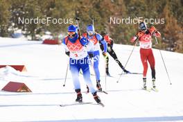 16.02.2022, Beijing, China (CHN): Anais Bescond (FRA), Lisa Vittozzi (ITA), Vanessa Voigt (GER), Dunja Zdouc (AUT), (l-r) - XXIV. Olympic Winter Games Beijing 2022, Biathlon, relay women, Beijing (CHN). www.nordicfocus.com. © Manzoni/NordicFocus. Every downloaded picture is fee-liable.
