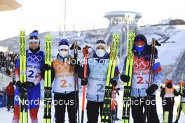 16.02.2022, Beijing, China (CHN): Uliana Nigmatullina (ROC), Svetlana Mironova (ROC), Kristina Reztsova (ROC), Irina Kazakevich (ROC), (l-r) - XXIV. Olympic Winter Games Beijing 2022, Biathlon, relay women, Beijing (CHN). www.nordicfocus.com. © Manzoni/NordicFocus. Every downloaded picture is fee-liable.