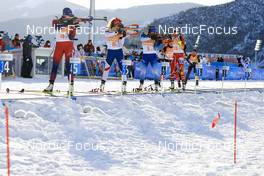 16.02.2022, Beijing, China (CHN): Ida Lien (NOR), Jessica Jislova (CZE), Justine Braisaz-Bouchet (FRA), Yuhuan Ding (CHN), (l-r) - XXIV. Olympic Winter Games Beijing 2022, Biathlon, relay women, Beijing (CHN). www.nordicfocus.com. © Manzoni/NordicFocus. Every downloaded picture is fee-liable.