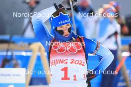 16.02.2022, Beijing, China (CHN): Anais Bescond (FRA) - XXIV. Olympic Winter Games Beijing 2022, Biathlon, relay women, Beijing (CHN). www.nordicfocus.com. © Manzoni/NordicFocus. Every downloaded picture is fee-liable.