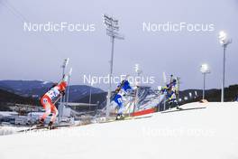 11.02.2022, Beijing, China (CHN): Amy Baserga (SUI), Justine Braisaz-Bouchet (FRA), Anna Magnusson (SWE), (l-r) - XXIV. Olympic Winter Games Beijing 2022, Biathlon, sprint women, Beijing (CHN). www.nordicfocus.com. © Manzoni/NordicFocus. Every downloaded picture is fee-liable.