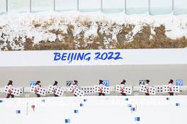11.02.2022, Beijing, China (CHN): Event Feature: Volunteer bring in paper targets - XXIV. Olympic Winter Games Beijing 2022, Biathlon, sprint women, Beijing (CHN). www.nordicfocus.com. © Manzoni/NordicFocus. Every downloaded picture is fee-liable.