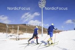 03.02.2022, Beijing, China (CHN): Malte Stefansson (SWE), Peppe Femling (SWE), (l-r) - XXIV. Olympic Winter Games Beijing 2022, Biathlon, training, Beijing (CHN). www.nordicfocus.com. © Manzoni/NordicFocus. Every downloaded picture is fee-liable.