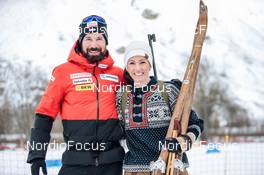02.04.2022, Realp, Switzerland (SUI): Weger Benjamin (SUI), Gasparin Selina (SUI), (l-r)  - Swiss Championships biathon, mass, Realp (SUI). www.nordicfocus.com. © Modica/NordicFocus. Every downloaded picture is fee-liable.