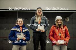 02.04.2022, Realp, Switzerland (SUI): Koenig Seraina (SUI), Gerber Sara (SUI), Nager Alessia (SUI), (l-r)  - Swiss Championships biathon, mass, Realp (SUI). www.nordicfocus.com. © Modica/NordicFocus. Every downloaded picture is fee-liable.