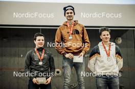 02.04.2022, Realp, Switzerland (SUI): Dauphin Valentin (SUI), Zberg Simon (SUI), Aurel Dittli (SUI), (l-r)  - Swiss Championships biathon, mass, Realp (SUI). www.nordicfocus.com. © Modica/NordicFocus. Every downloaded picture is fee-liable.