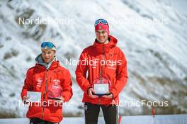 03.04.2022, Realp, Switzerland (SUI): Jens Berger (SUI), Remo Burch (SUI), Bjoern Niederhauser (SUI), (l-r) - Swiss Championships biathon, sprint, Realp (SUI). www.nordicfocus.com. © Modica/NordicFocus. Every downloaded picture is fee-liable.