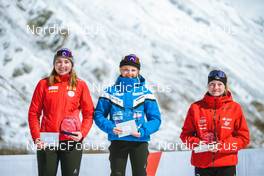 03.04.2022, Realp, Switzerland (SUI): Lara Marti (SUI), Emma Kaufmann (SUI), Anja Odermatt (SUI), (l-r) - Swiss Championships biathon, sprint, Realp (SUI). www.nordicfocus.com. © Modica/NordicFocus. Every downloaded picture is fee-liable.
