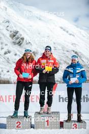 03.04.2022, Realp, Switzerland (SUI): Alessia Nager (SUI), Seraina Koenig (SUI), Sara Gerber (SUI), (l-r) - Swiss Championships biathon, sprint, Realp (SUI). www.nordicfocus.com. © Modica/NordicFocus. Every downloaded picture is fee-liable.