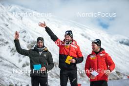 03.04.2022, Realp, Switzerland (SUI): Eligius Tambornino (SUI), Benjamin Weger (SUI), Joscha Burkhalter (SUI), (l-r) - Swiss Championships biathon, sprint, Realp (SUI). www.nordicfocus.com. © Modica/NordicFocus. Every downloaded picture is fee-liable.