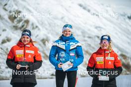 03.04.2022, Realp, Switzerland (SUI): Seraina Koenig (SUI), Sara Gerber (SUI), Lorena Wallimann (SUI), (l-r) - Swiss Championships biathon, sprint, Realp (SUI). www.nordicfocus.com. © Modica/NordicFocus. Every downloaded picture is fee-liable.