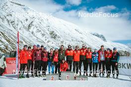 03.04.2022, Realp, Switzerland (SUI): Podiums group photo - Swiss Championships biathon, sprint, Realp (SUI). www.nordicfocus.com. © Modica/NordicFocus. Every downloaded picture is fee-liable.