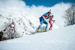 03.04.2022, Realp, Switzerland (SUI): Anja Fischer (SUI), Lena Haecki (SUI), Jana Berwert (SUI), (l-r)  - Swiss Championships biathon, sprint, Realp (SUI). www.nordicfocus.com. © Modica/NordicFocus. Every downloaded picture is fee-liable.