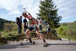16.10.2022, Arcon, France (FRA): Ambroise Meunier (FRA) - Biathlon Samse Summer Tour, pursuit, Arcon (FRA). www.nordicfocus.com. © Thibaut/NordicFocus. Every downloaded picture is fee-liable.