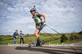 16.10.2022, Arcon, France (FRA): Antonin Guigonnat (FRA) - Biathlon Samse Summer Tour, pursuit, Arcon (FRA). www.nordicfocus.com. © Thibaut/NordicFocus. Every downloaded picture is fee-liable.
