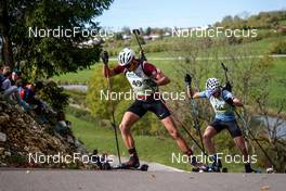 16.10.2022, Arcon, France (FRA): Elio Pasqualon (FRA) - Biathlon Samse Summer Tour, pursuit, Arcon (FRA). www.nordicfocus.com. © Thibaut/NordicFocus. Every downloaded picture is fee-liable.