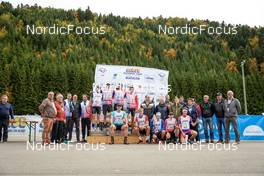 15.10.2022, Arcon, France (FRA): Jacques Jefferies (FRA), Eric Perrot (FRA), Oscar Lombardot (FRA), Quentin Fillon Maillet (FRA), Florent Claude (BEL), Fabian Kaskel (GER), Judicael Perrillat Bottonet (FRA), Alexis Nappey (FRA), Martin Botet (FRA), (l-r) - Biathlon Samse Summer Tour, sprint, Arcon (FRA). www.nordicfocus.com. © Thibaut/NordicFocus. Every downloaded picture is fee-liable.