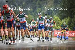 28.08.2022, Ruhpolding, Germany (GER): Sean Doherty (USA), Olli Hiidensalo (FIN), (l-r) - IBU Summer Biathlon World Championships, mass men, Ruhpolding (GER). www.nordicfocus.com. © Manzoni/NordicFocus. Every downloaded picture is fee-liable.