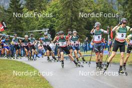 28.08.2022, Ruhpolding, Germany (GER): Rene Zahkna (EST), Vitezslav Hornig (CZE), Sean Doherty (USA), Niklas Hartweg (SUI), (l-r) - IBU Summer Biathlon World Championships, mass men, Ruhpolding (GER). www.nordicfocus.com. © Manzoni/NordicFocus. Every downloaded picture is fee-liable.