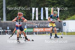 28.08.2022, Ruhpolding, Germany (GER): Michal Krcmar (CZE), Jesper Nelin (SWE), (l-r) - IBU Summer Biathlon World Championships, mass men, Ruhpolding (GER). www.nordicfocus.com. © Manzoni/NordicFocus. Every downloaded picture is fee-liable.