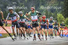 28.08.2022, Ruhpolding, Germany (GER): Justus Strelow (GER), Michal Krcmar (CZE), Olli Hiidensalo (FIN), (l-r) - IBU Summer Biathlon World Championships, mass men, Ruhpolding (GER). www.nordicfocus.com. © Manzoni/NordicFocus. Every downloaded picture is fee-liable.