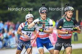 28.08.2022, Ruhpolding, Germany (GER): Heikki Laitinen (FIN), Dmytro Pidruchnyi (UKR), (l-r) - IBU Summer Biathlon World Championships, mass men, Ruhpolding (GER). www.nordicfocus.com. © Manzoni/NordicFocus. Every downloaded picture is fee-liable.