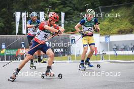 28.08.2022, Ruhpolding, Germany (GER): Michal Krcmar (CZE), Jesper Nelin (SWE), (l-r) - IBU Summer Biathlon World Championships, mass men, Ruhpolding (GER). www.nordicfocus.com. © Manzoni/NordicFocus. Every downloaded picture is fee-liable.