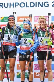 28.08.2022, Ruhpolding, Germany (GER): Denise Herrmann (GER), Dorothea Wierer (ITA), Marketa Davidova (CZE), (l-r) - IBU Summer Biathlon World Championships, mass women, Ruhpolding (GER). www.nordicfocus.com. © Manzoni/NordicFocus. Every downloaded picture is fee-liable.