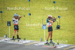 28.08.2022, Ruhpolding, Germany (GER): Elisa Gasparin (SUI), Lisa Vittozzi (ITA), (l-r) - IBU Summer Biathlon World Championships, mass women, Ruhpolding (GER). www.nordicfocus.com. © Manzoni/NordicFocus. Every downloaded picture is fee-liable.