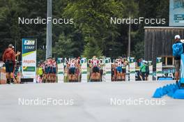 28.08.2022, Ruhpolding, Germany (GER): Event Feature: Start of juniors men race - IBU Summer Biathlon World Championships, pursuit junior men, Ruhpolding (GER). www.nordicfocus.com. © Manzoni/NordicFocus. Every downloaded picture is fee-liable.